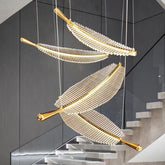 Fjäderformad Glas Guld LED Hänglampa